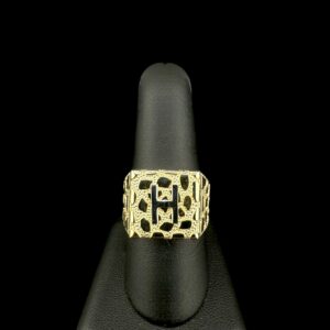 10k Gold Square Nugget Initial Ring “H”