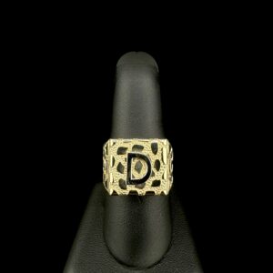 10k Gold Square Nugget Initial Ring “D”