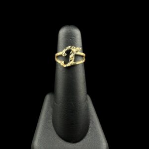 10k Gold Simple Nugget Initial Ring “T”