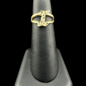 10k Gold Simple Nugget Initial Ring “I”