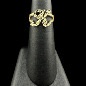 10k Gold Simple Nugget Initial Ring “K”