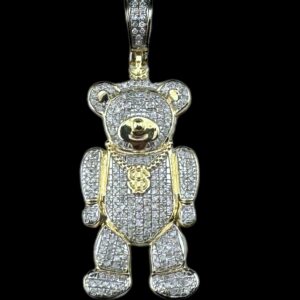 10k gold 0.75 Carat diamond teddy bear pendant