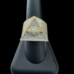 14k Gold 4.4 carat diamond pyramid eye ring