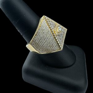 14k Gold 4.4 carat diamond pyramid eye ring