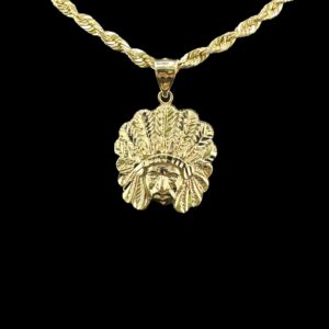 10k Gold Small Chief Head Pendant