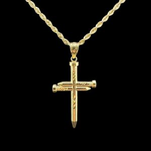 10k Gold Cross of Nails Pendant