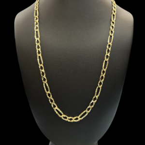 10k gold multi cut diamond cut figaro chain