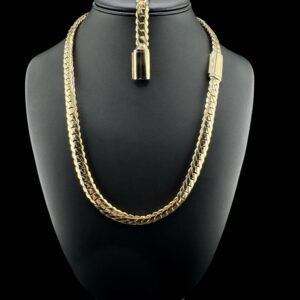 10k gold solid miami cuban (prong style) set