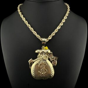 10k Large Money Bag Pendant