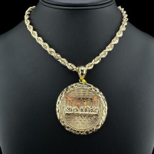 10k Gold Round Large Nugget Last Supper Pendant