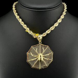 10k Gold Large Spider Web Pendant