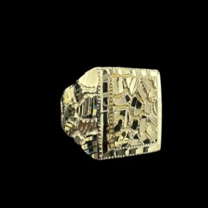 10k Gold Large Square Solid Nugget Ring