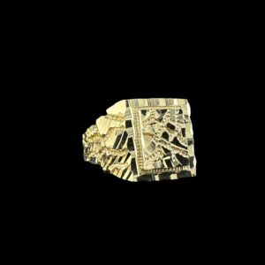 10k Gold Small Square Solid Nugget Ring