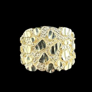 10K LIGHTWEIGHT SQUARE DIAMOND CUT NUGGET RING