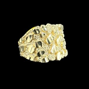 10K LIGHTWEIGHT SQUARE DIAMOND CUT NUGGET RING