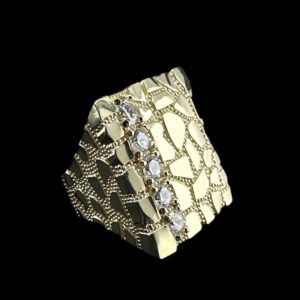 10K GOLD XL CZ NUGGET RING