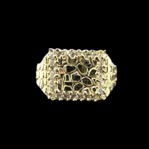 10K GOLD CZ SQUARE BORDER RING