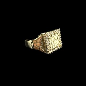 10K GOLD CZ SQUARE BORDER RING