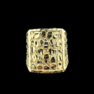 10K X-LARGE SQUARE BORDER NUGGET RING