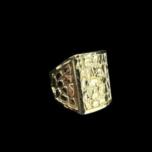 10K X-LARGE SQUARE BORDER NUGGET RING