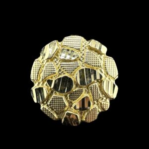 10k Gold Round Diamond Cut Nugget Ring