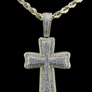 Small Layered Diamond Cross Pendant