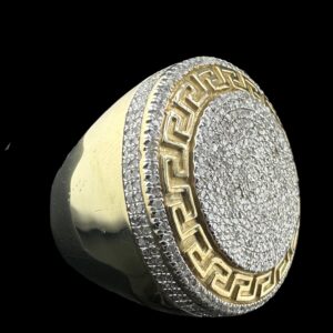 XL circle greek key style diamond ring