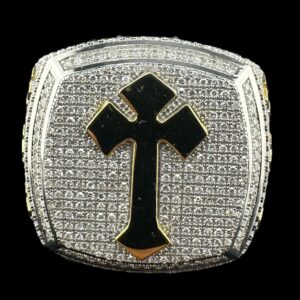 Iced out diamond high polish cross ring