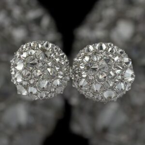 14k white gold inverted mosaic set diamond studs