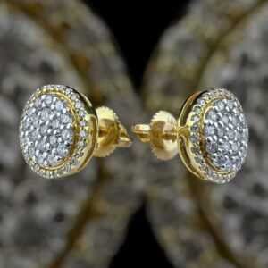 10k gold .71 carat diamond cluster studs