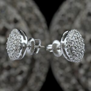 10k white gold .71 carat diamond cluster studs