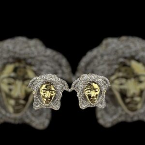 10k gold diamond medusa head earrings