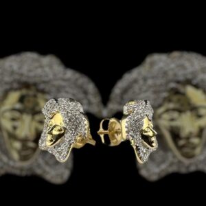 10k gold diamond medusa head earrings