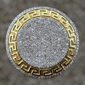 10k gold 1.4 carat si natural diamond greek key round ring