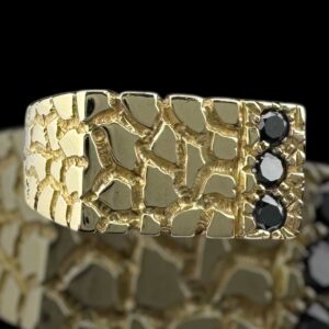10k gold .15 carat black diamond nugget ring