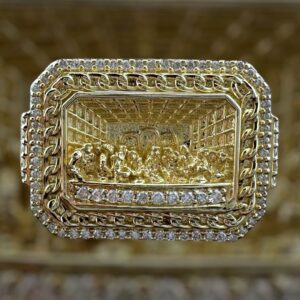 10k gold .75 ctw vs natural diamond last supper ring