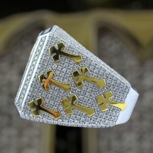 10k white gold 2.5 carat diamond cross ring