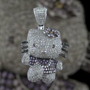 10k white gold 1.8 carat weight SI natural kitty diamond pendant