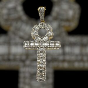 10k gold 4.75 carat weight si natural Egyptian ankh diamond pendant