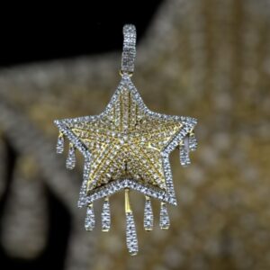 10k gold .75 carat weight si/i natural dripping star diamond pendant