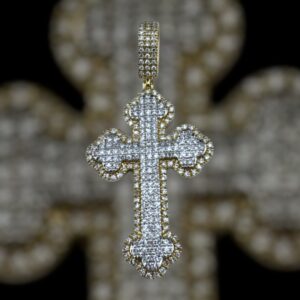 10k gold .85 carat weight si-i natural cross diamond pendant