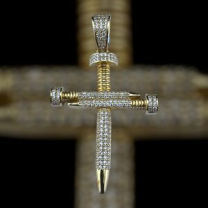10k gold 1.5 carat weight si natural nail cross diamond pendant