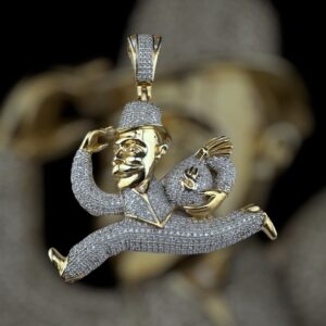 10k gold 1.50 carat weight si-i natural monopoly man diamond pendant