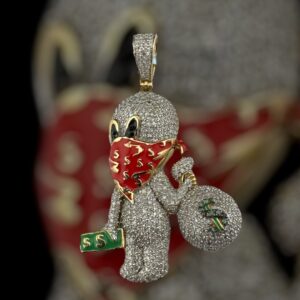 10k gold 2.5 carat weight SI natural casper diamond pendant
