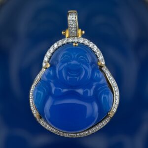 10k gold .60 carat weight vs/si natural agate buddha diamond pendant