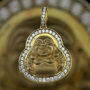 10k gold .85 carat weight vs-si nartural buddha diamond pendant