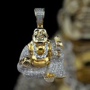 10K GOLD .60 CARAT WEIGHT si natural buddha diamond pendant
