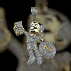 10k gold 1.35 carat weight si-i natural richy rich diamond pendant