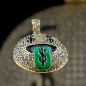 10k gold 3.15 carat weight si-i natural dollar sign emoji pendant