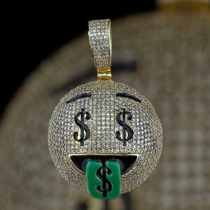 10k gold 3.15 carat weight si-i natural dollar sign emoji pendant